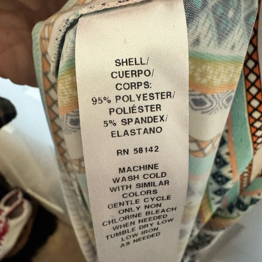 London Times Halter Maxi Dress | Geometric Print | Raw Hem | Size 8 - Picture 4 of 6